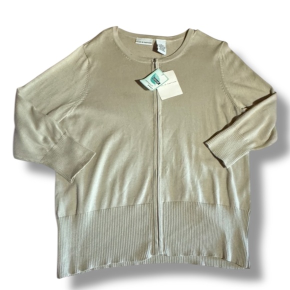 Croft & Barrow (Kohl’s) NWT Sweater Cardigan Beige Tan Full-Zip Women’s Size L - Picture 12 of 16